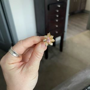 Stunning CZ Pink Flower Ring